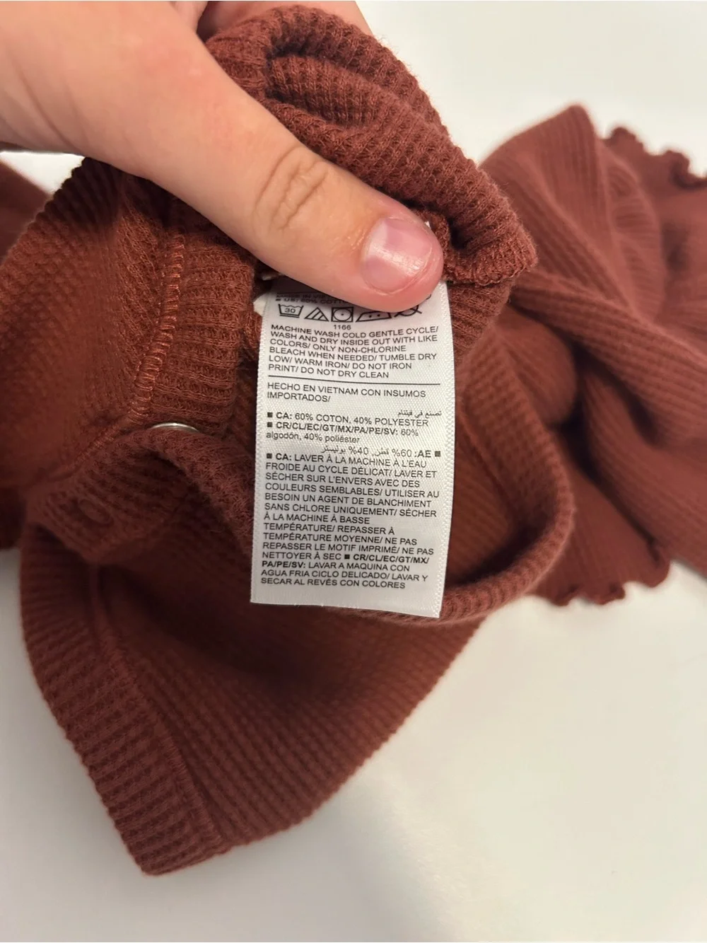 Rust Ruffle Neck Ribbed Baby Onesie